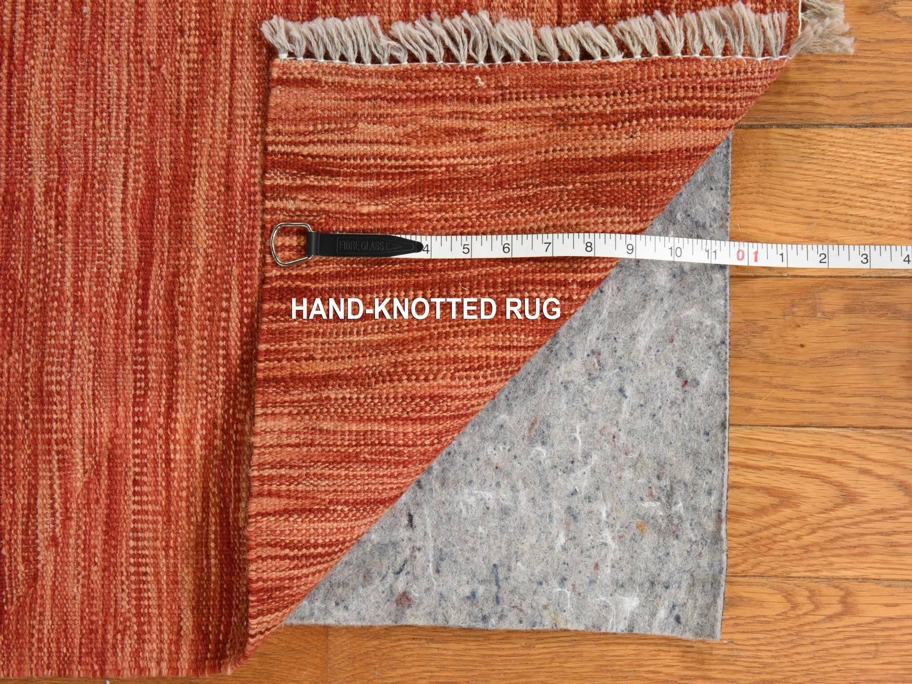 5'1"x6'7" Amber Orange, Plain Solid Design, Afghan Kilim, Hand Woven, Flat Weave, 100% Wool, Reversible, Oriental Rug HR78868 - Image 5