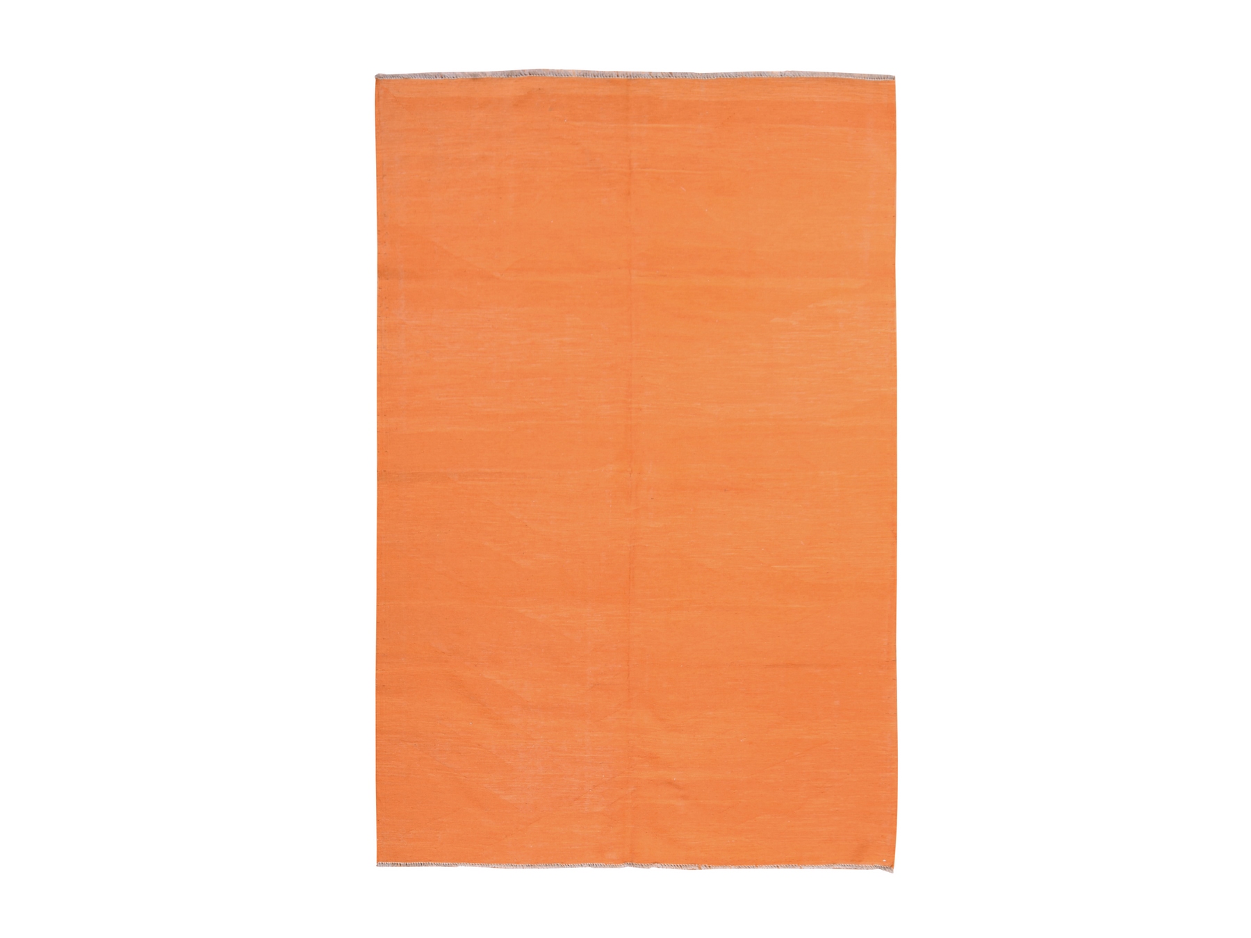 6'4"x9'9" Vivid Orange, Plain Solid Design, Afghan Kilim, Hand Woven, Flat Weave, 100% Wool, Reversible, Oriental Rug HR78870