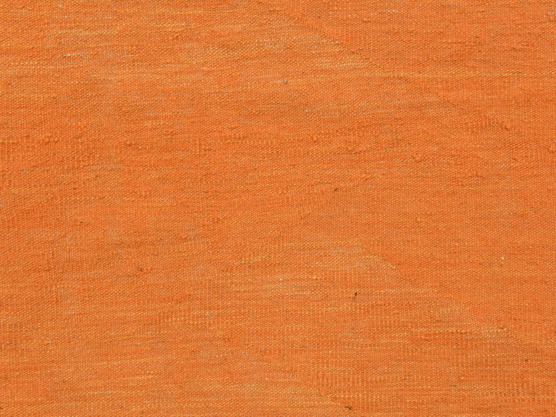 6'4"x9'9" Vivid Orange, Plain Solid Design, Afghan Kilim, Hand Woven, Flat Weave, 100% Wool, Reversible, Oriental Rug HR78870 - Image 5