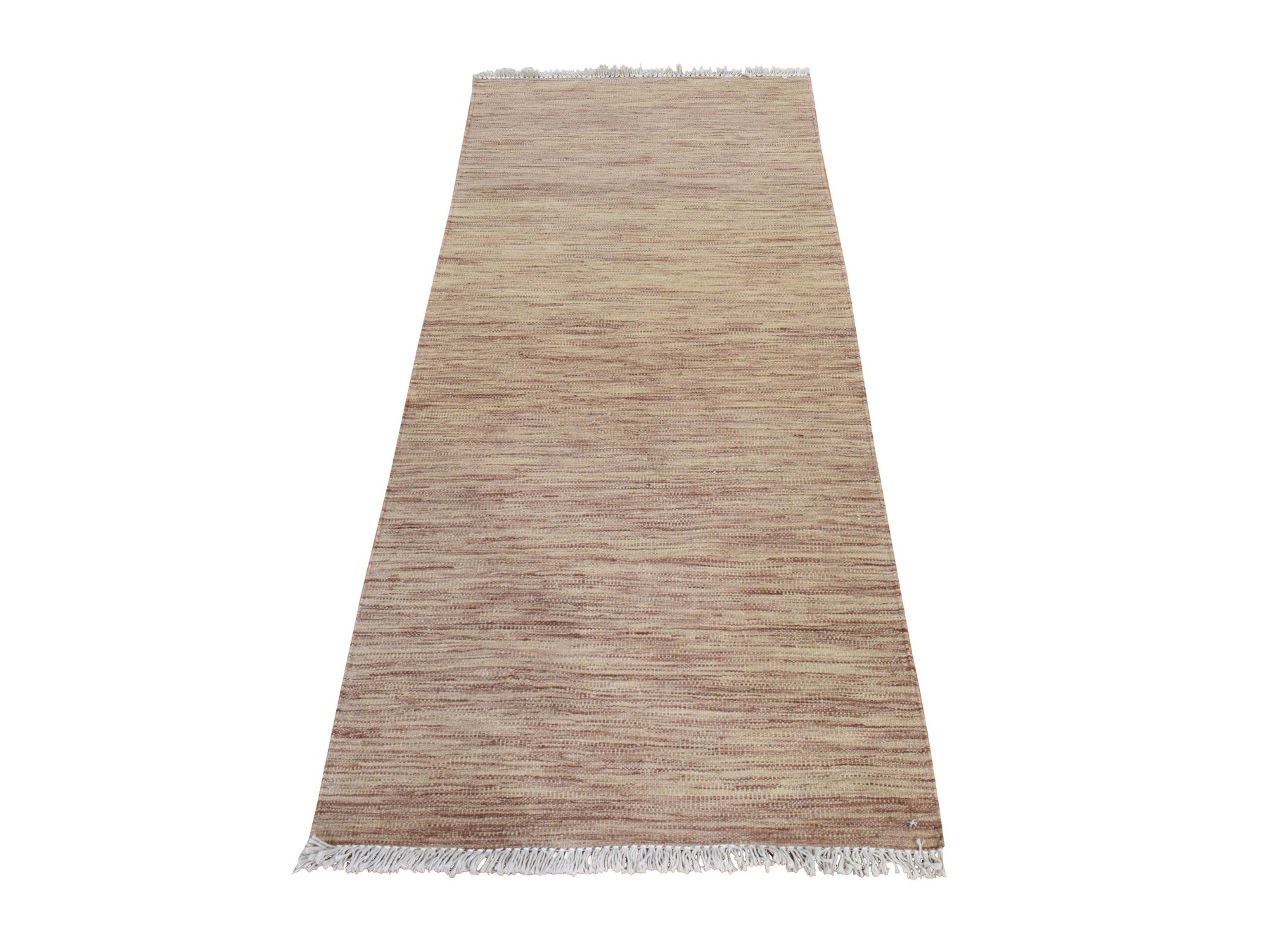 2'6"x6'5" Burro Brown, Afghan Kilim, Plain Solid Design, Hand Woven, Flat Weave, 100% Wool, Reversible, Runner, Oriental Rug HR78871