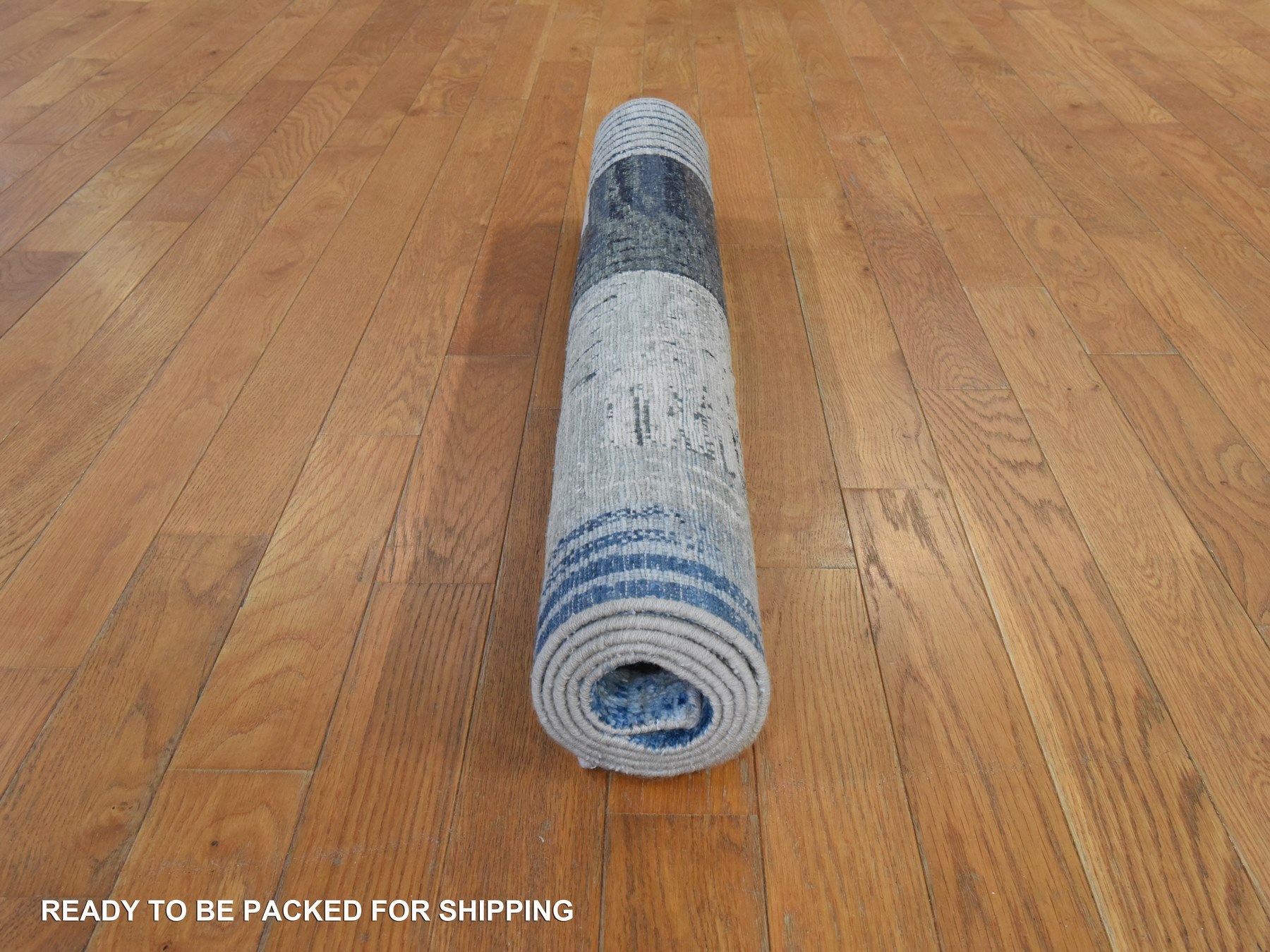 3'1"x5' Whisper White, THE INTERTWINED PASSAGE, Silk with Textured Wool, Hand Knotted, Oriental Rug HR78874 - Image 7