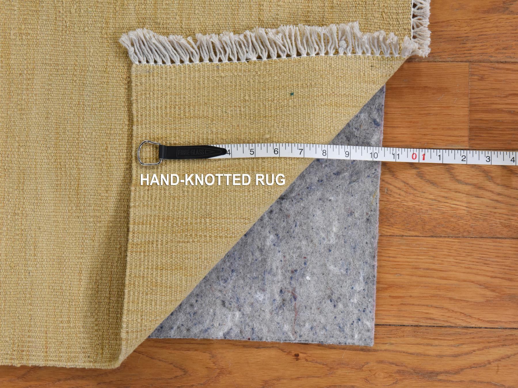 2'5"x6'3" Khaki Brown, Plain Solid Design, Afghan Kilim, Hand Woven, Flat Weave, 100% Wool, Reversible, Runner, Oriental Rug HR78883 - Image 5