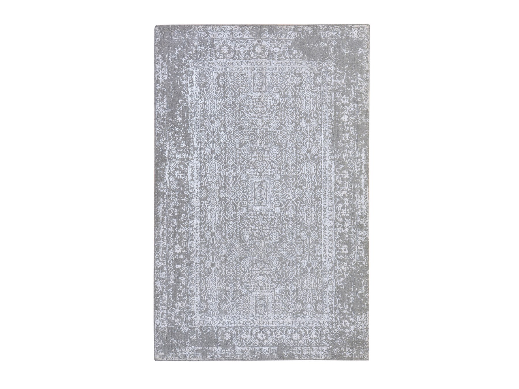 5'10"x9'1" Griffin Gray, Fine Jacquard Hand Loomed, Modern Design, Wool and Art Silk, Soft Pile, Oriental Rug HR78893