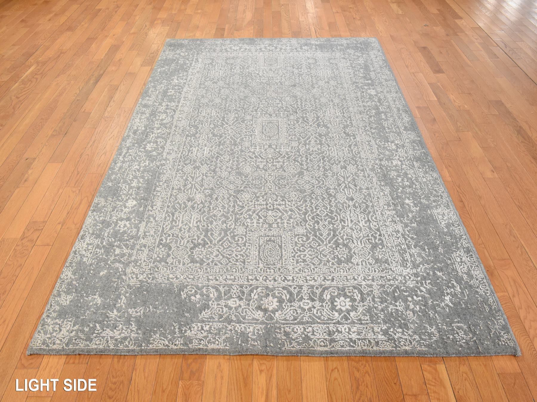 5'10"x9'1" Griffin Gray, Fine Jacquard Hand Loomed, Modern Design, Wool and Art Silk, Soft Pile, Oriental Rug HR78893 - Image 3