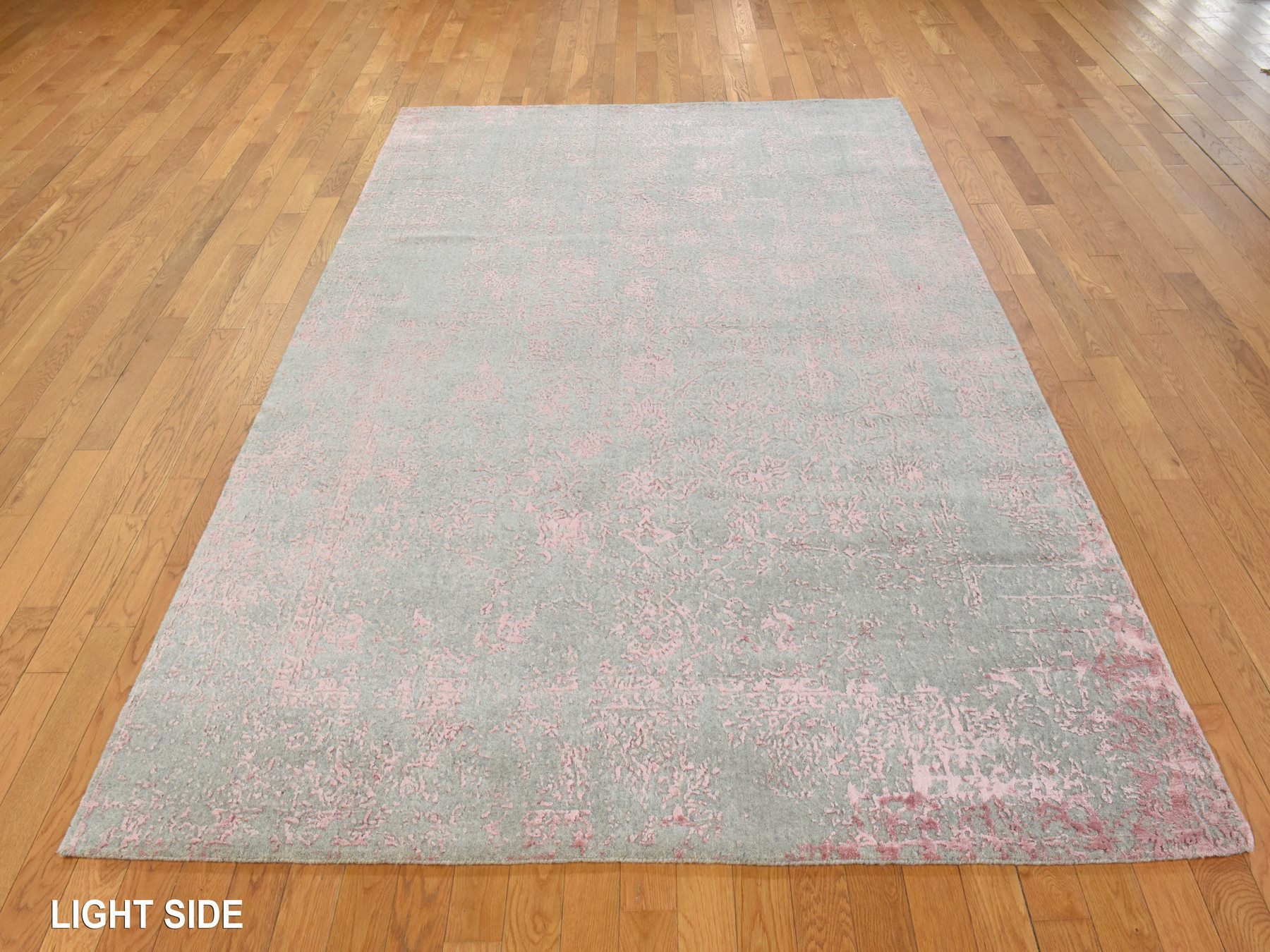 6'x9' Quartz Pink, Transitional Design, Tone on Tone, Wool and Art Silk, Fine Jacquard Hand Loomed, Oriental Rug HR78900 - Image 3
