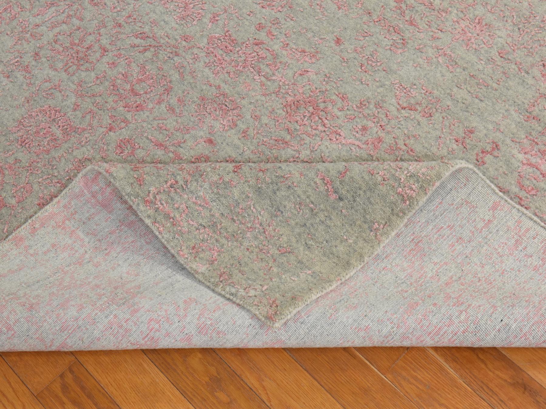 6'x9' Quartz Pink, Transitional Design, Tone on Tone, Wool and Art Silk, Fine Jacquard Hand Loomed, Oriental Rug HR78900 - Image 8