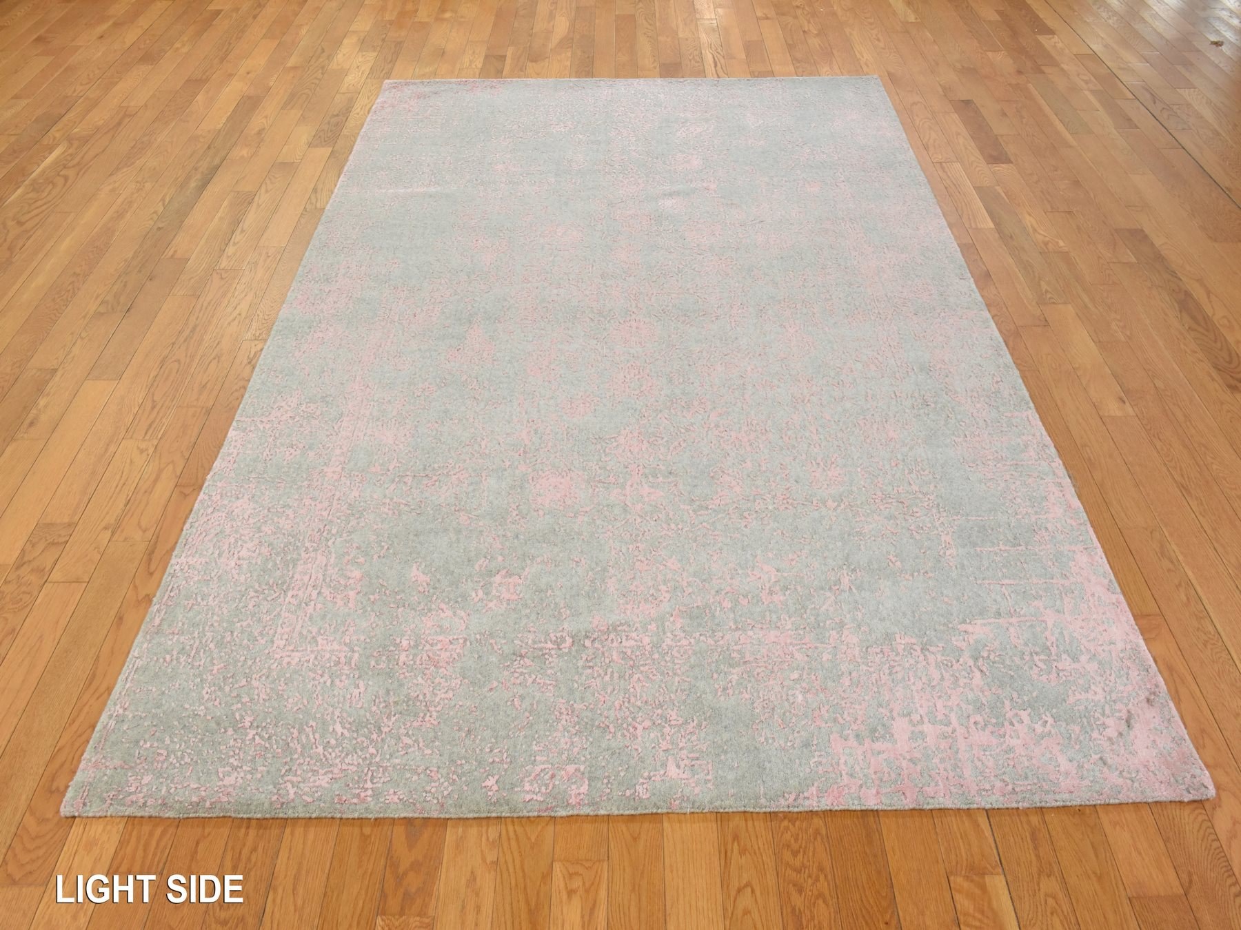 6'x9' Quartz Pink, Transitional Design, Tone on Tone, Wool and Art Silk, Fine Jacquard Hand Loomed, Oriental Rug HR78902 - Image 3