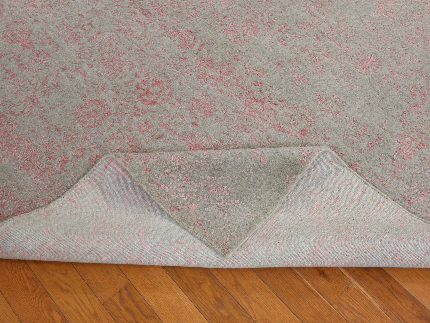 6'x9' Quartz Pink, Transitional Design, Tone on Tone, Wool and Art Silk, Fine Jacquard Hand Loomed, Oriental Rug HR78902 - Image 8
