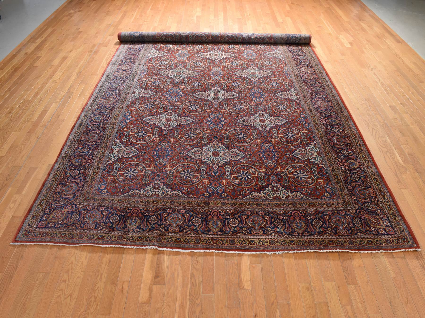 10'x16'8" Cinnamon Red, Antique Persian Kashan with All Over Design, Clean, Slight Wear, Sides and Ends Professionally Secured, Long and Narrow, Hand Knotted, 100% Wool, XL, Oriental Rug HR78911 - Image 2