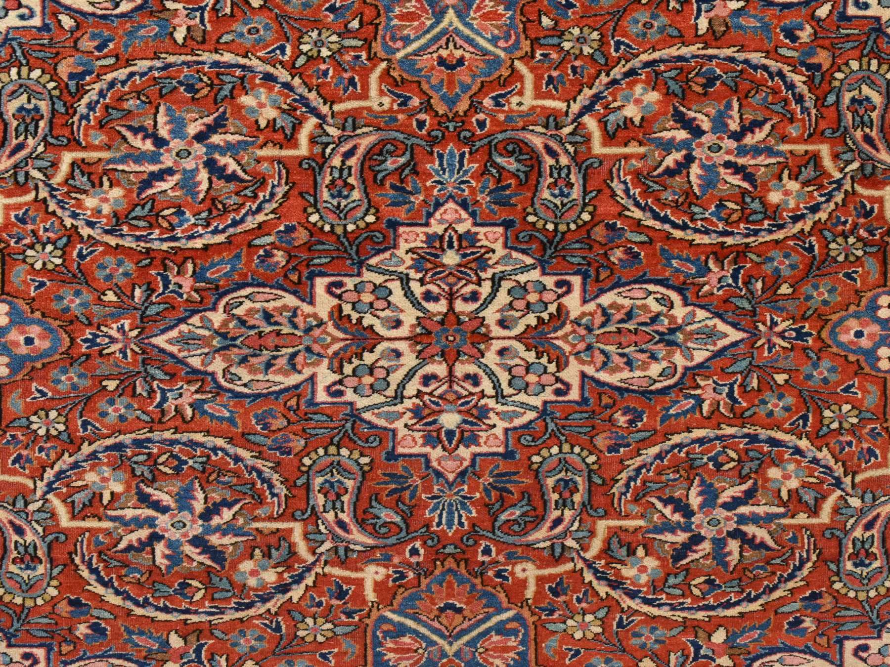 10'x16'8" Cinnamon Red, Antique Persian Kashan with All Over Design, Clean, Slight Wear, Sides and Ends Professionally Secured, Long and Narrow, Hand Knotted, 100% Wool, XL, Oriental Rug HR78911 - Image 5