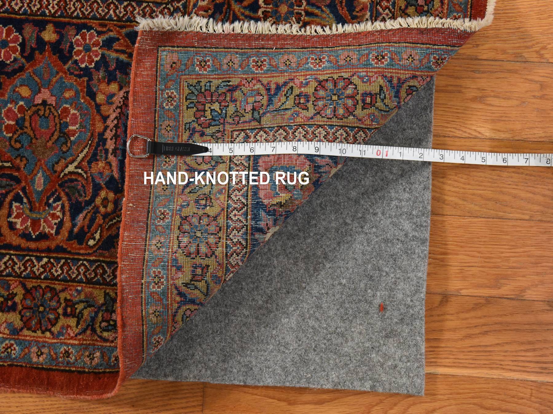 10'x16'8" Cinnamon Red, Antique Persian Kashan with All Over Design, Clean, Slight Wear, Sides and Ends Professionally Secured, Long and Narrow, Hand Knotted, 100% Wool, XL, Oriental Rug HR78911 - Image 7