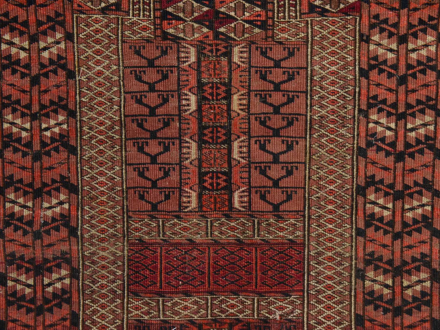 3'6"x3'6" Syrah Red, Antique Torkaman Hutchlu Design, Clean, Even Wear, Low Pile, Sides and Ends Professionally Secured, Hand Knotted, 100% Wool, Square, Oriental Rug HR78915 - Image 3