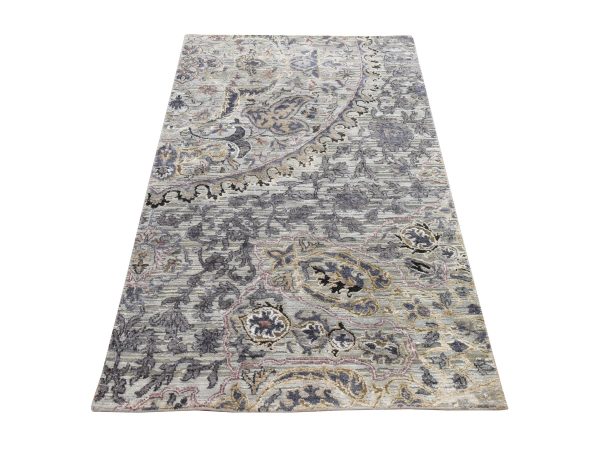 3'x5'3" Light Green, THE MAHARAJA, Pure Silk, Hand Knotted, Sampler, Oriental Rug HR78923