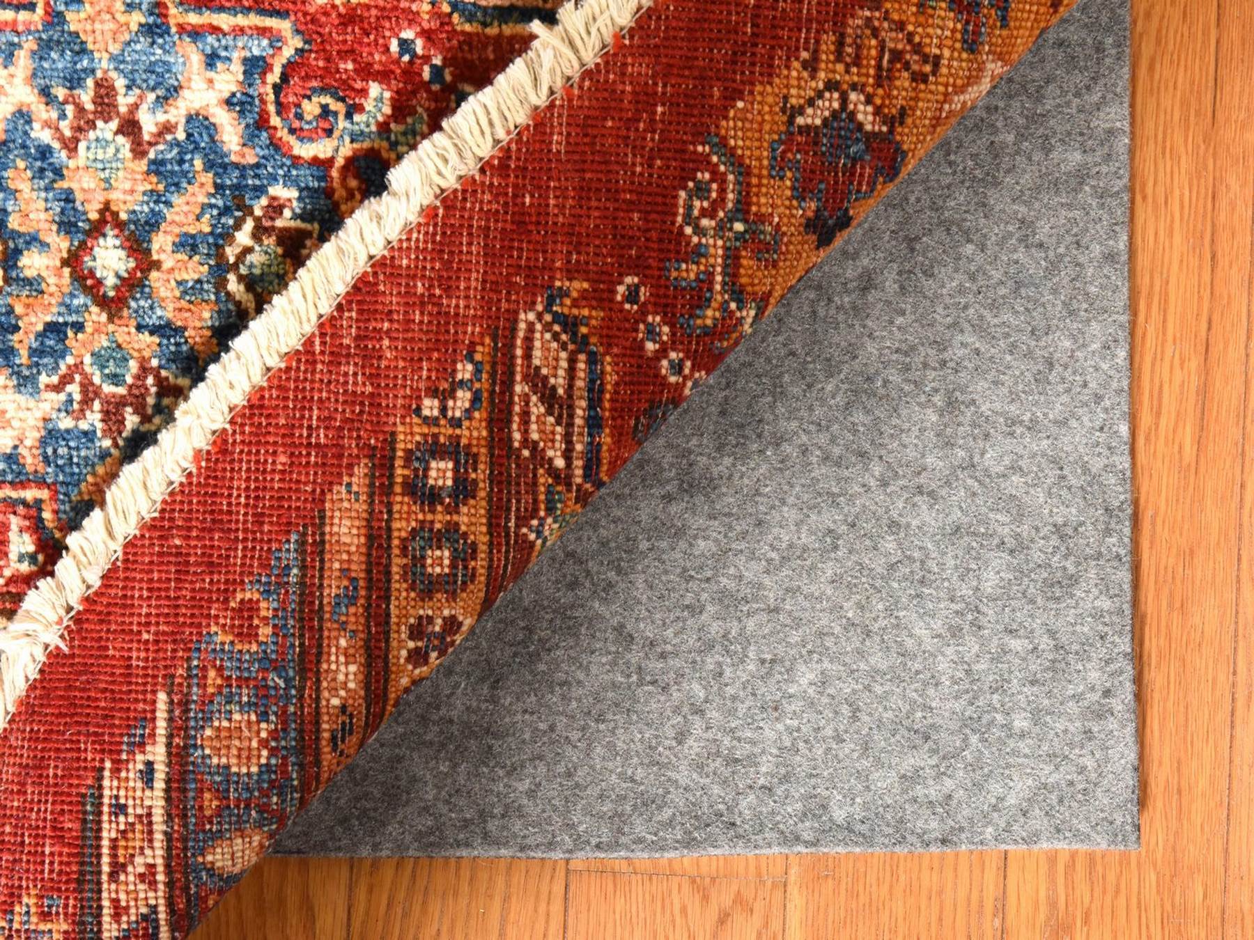 9'7"x9'7" Crimson Red, Afghan Super Kazak with Khorjin Design, Hand Knotted, 100% Wool, Round, Oriental Rug HR78925 - Image 7
