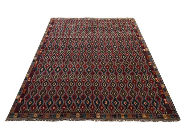 6'2"x7'3" Stone Gray, Colorful Afghan Baluch with Geometric Design, Hand Knotted, Pure Wool, Oriental Rug HR78936