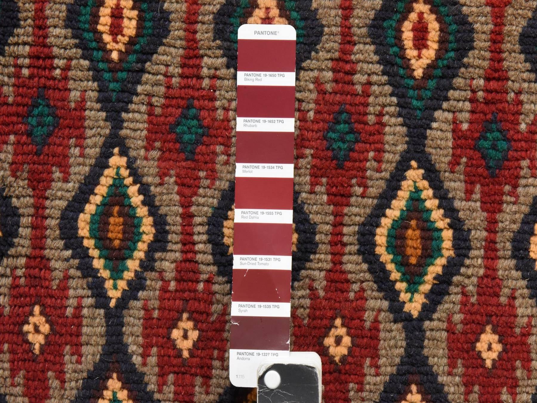 6'2"x7'3" Stone Gray, Colorful Afghan Baluch with Geometric Design, Hand Knotted, Pure Wool, Oriental Rug HR78936 - Image 4