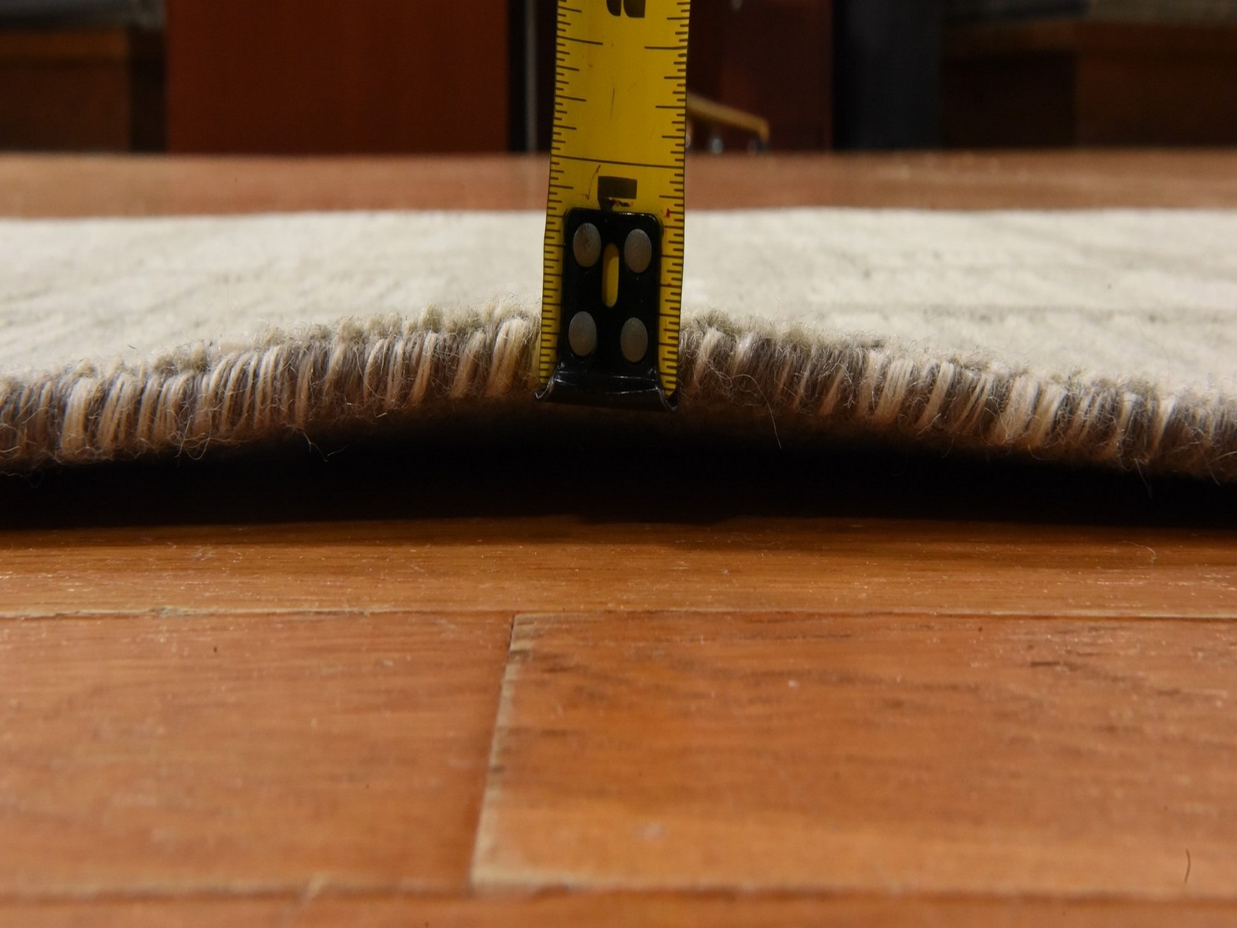 2'6"x8' Ivory, Hand Spun Undyed Natural Wool, Hand Knotted, Modern Design, Runner, Oriental Rug HR78944 - Image 6
