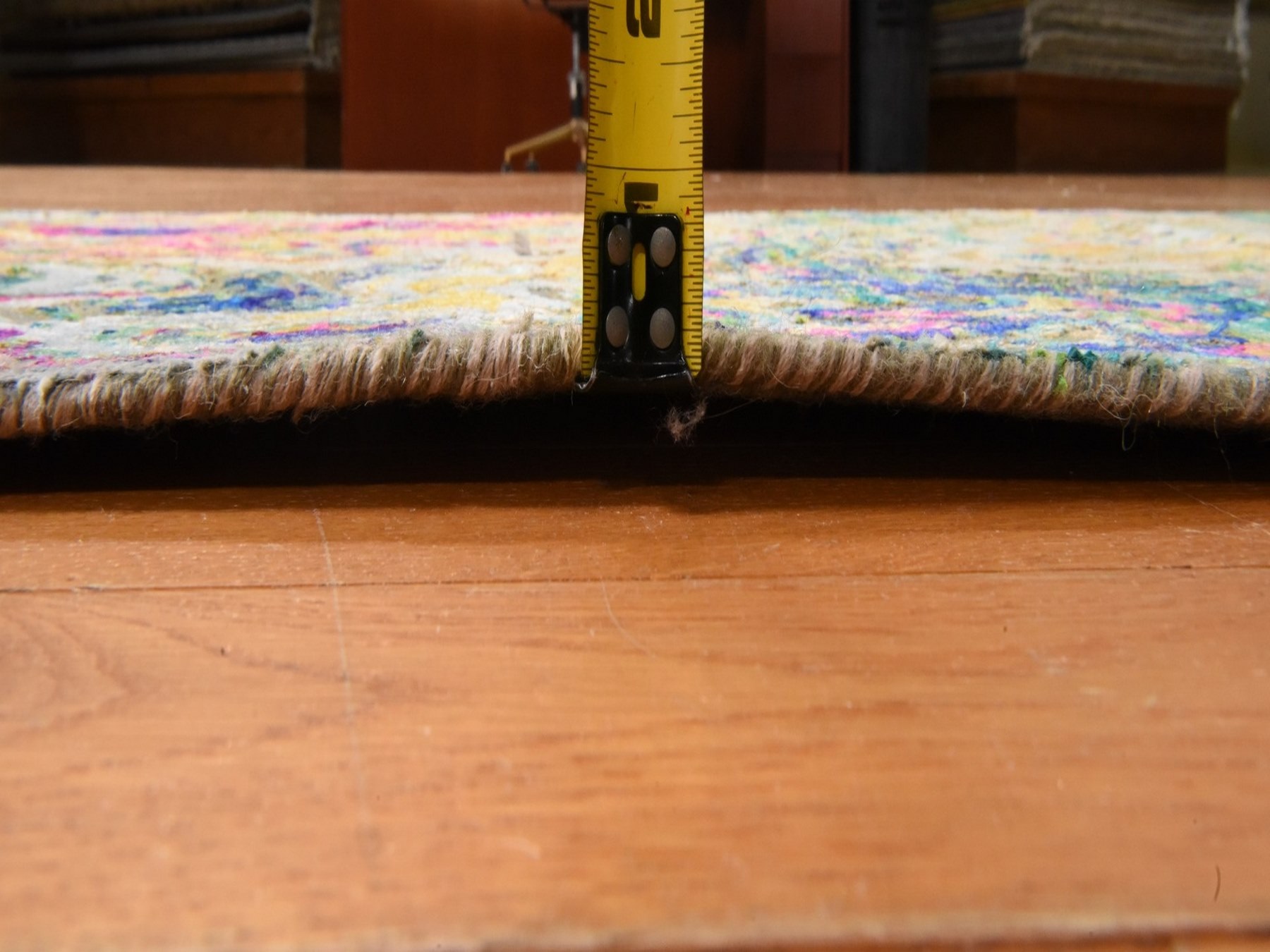 2'10"x8'2" Colorful, The Lava Design, Sari Silk with Textured Wool, Hand Knotted, Runner, Oriental Rug HR78948 - Image 6