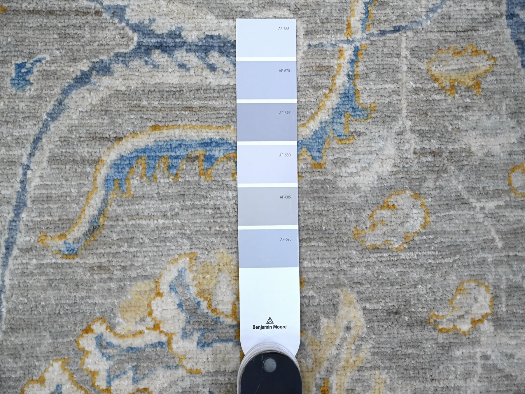 9'x11'7" Nimbus Gray With Silver Chalice Border, All Over Afghan Peshawar Design, Hand Knotted Densely Woven, Extra Soft Wool, Vegetable Dyes, Oriental Rug HR88954 - Image 7