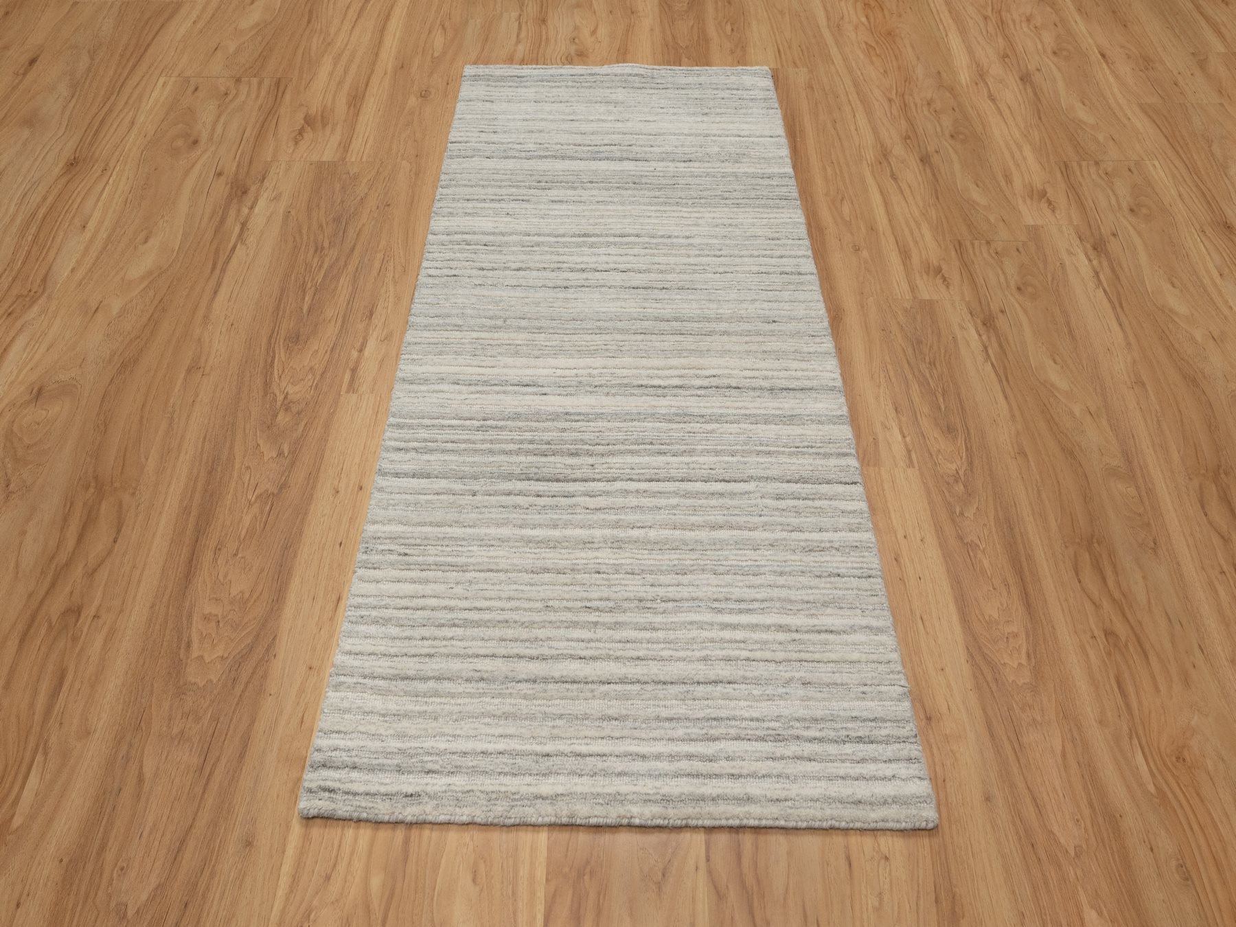 2'8"x6' Khaki Brown, Variegated Textured Modern Design, Hand Loomed, Undyed Pure Wool, Thick and Plush, Runner, Oriental Rug HR90722 - Image 2