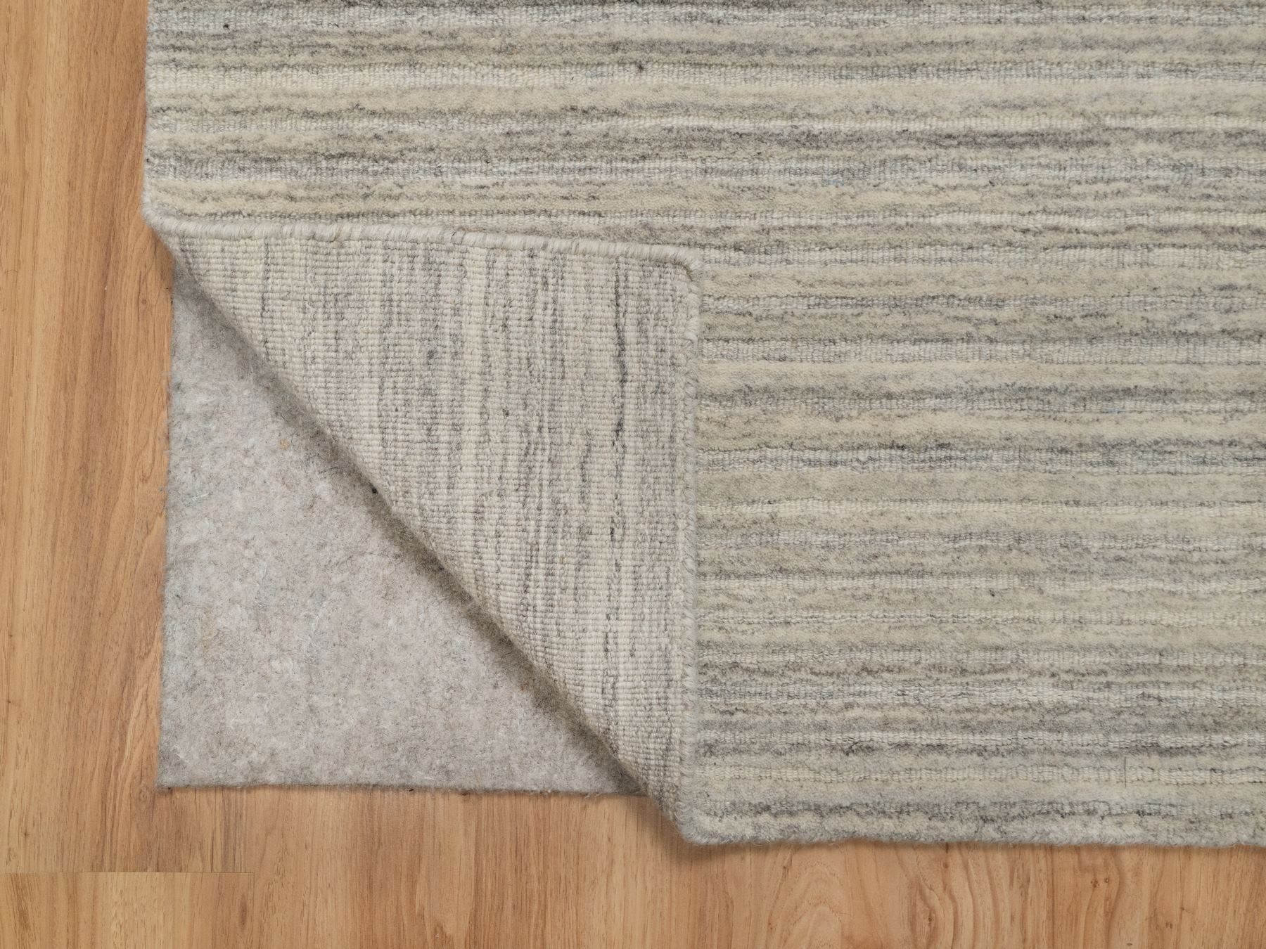 2'8"x6' Khaki Brown, Variegated Textured Modern Design, Hand Loomed, Undyed Pure Wool, Thick and Plush, Runner, Oriental Rug HR90722 - Image 3
