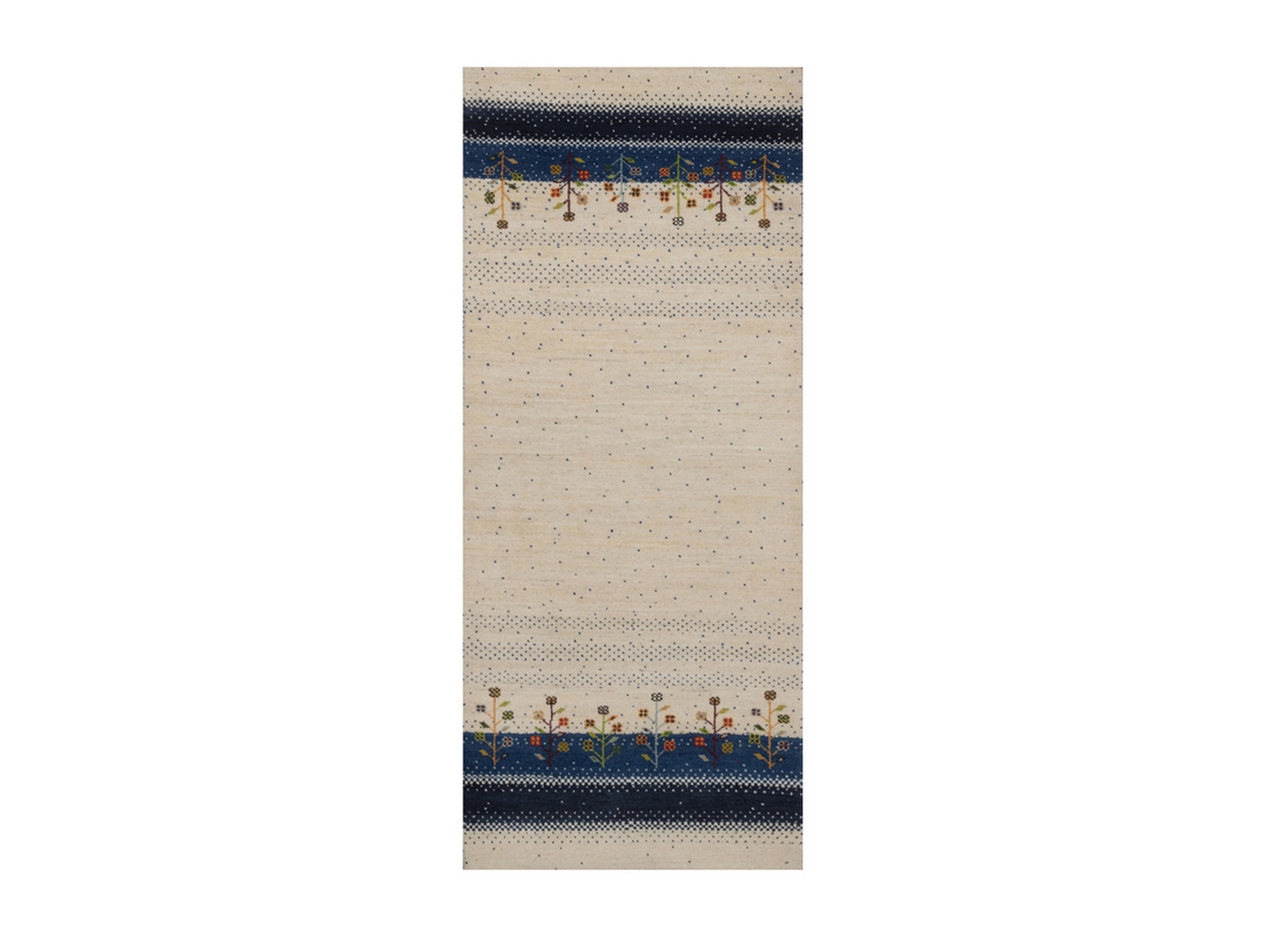 2'6"x6' Parchment White, Tree Design, Modern, Lori Buft Gabbeh, Pure Wool, Hand Knotted, Thick and Plush, Soft Pile, Runner, Oriental Rug HR92626