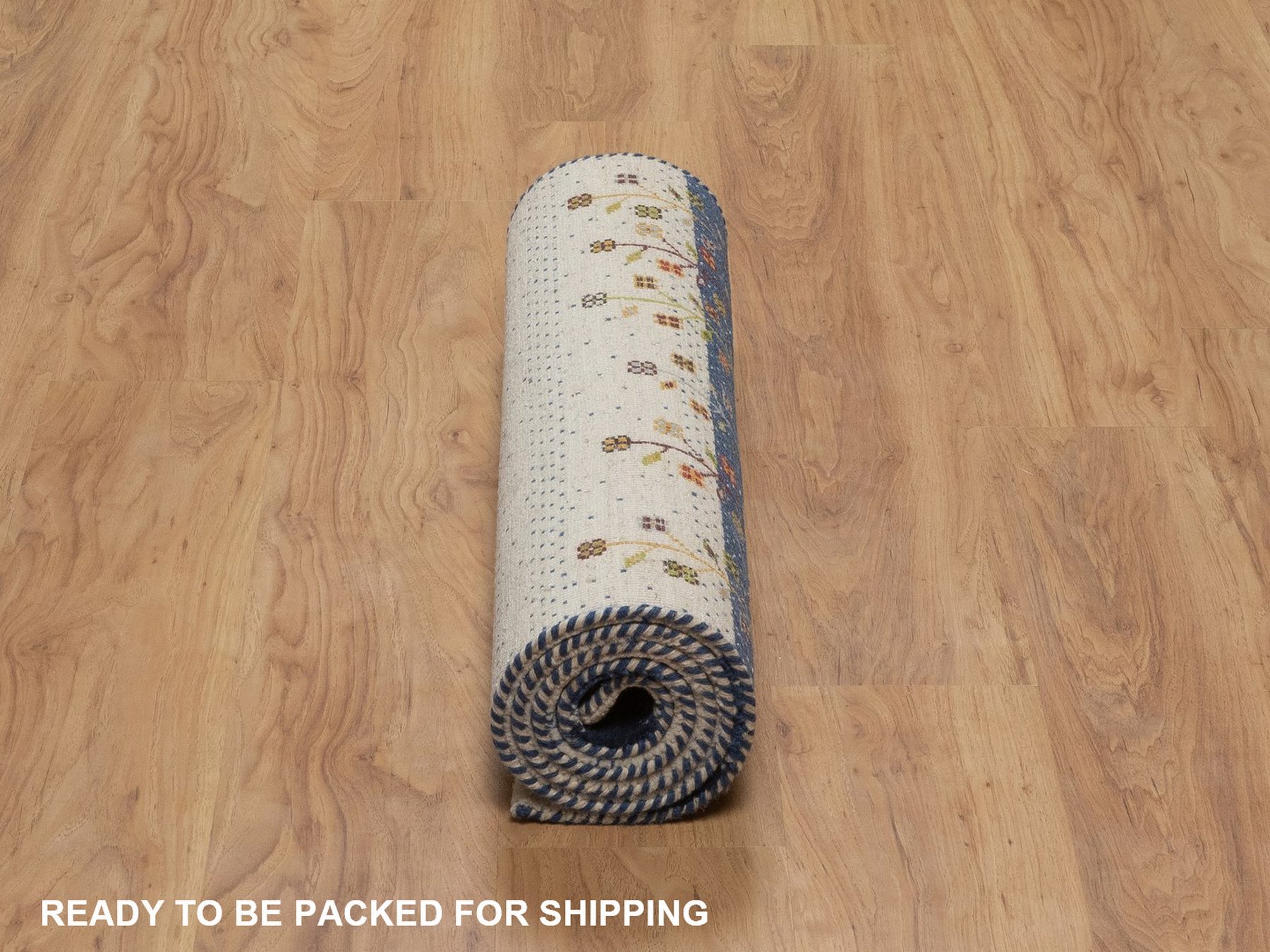 2'6"x6' Parchment White, Tree Design, Modern, Lori Buft Gabbeh, Pure Wool, Hand Knotted, Thick and Plush, Soft Pile, Runner, Oriental Rug HR92626 - Image 6