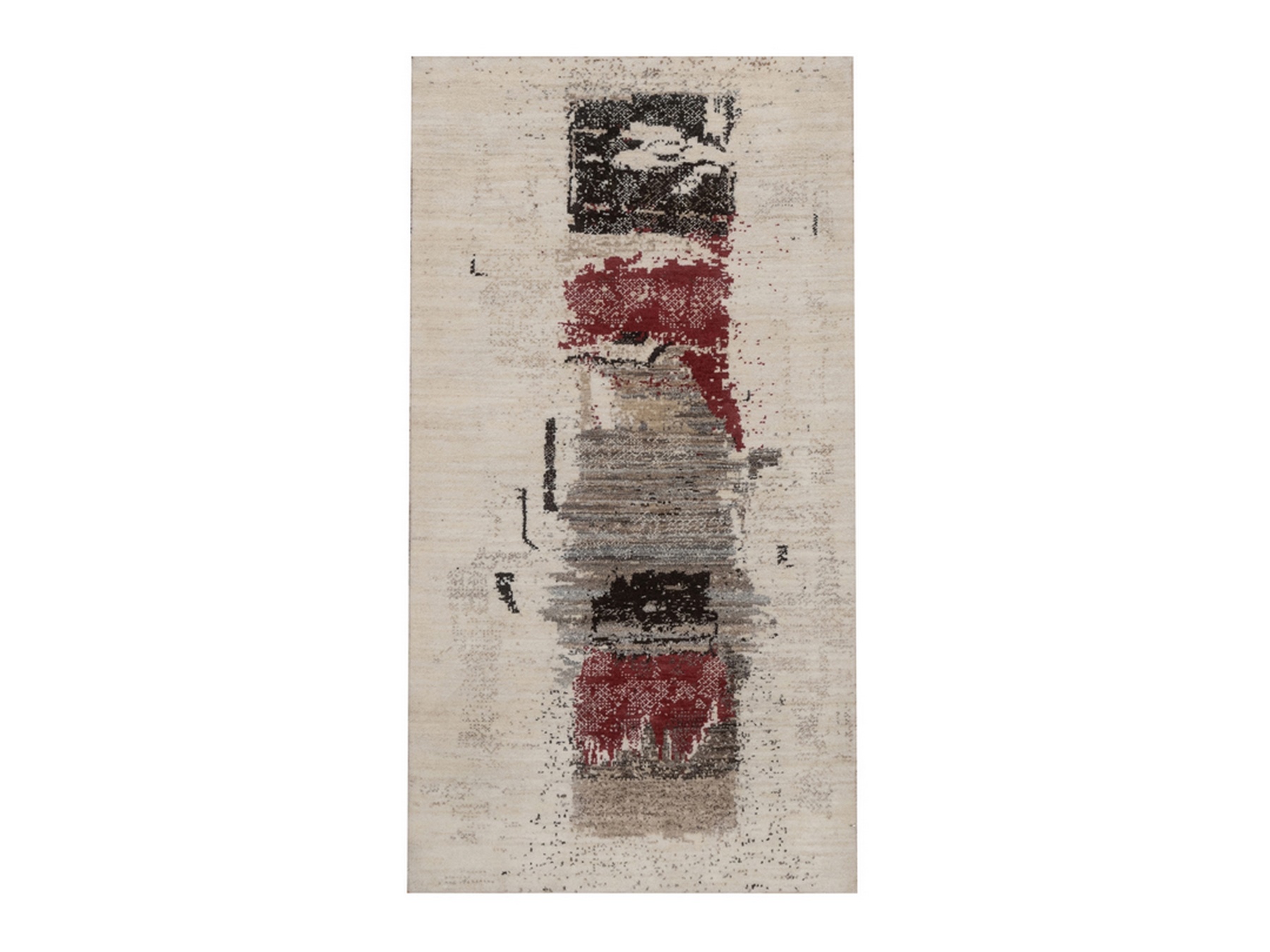 2'9"x5'3" Parchment White, Modern, Lori Buft Gabbeh with Avant Garde Design, Soft Pile, Thick and Plush, Pure Wool, Hand Knotted, Oriental Rug HR92630