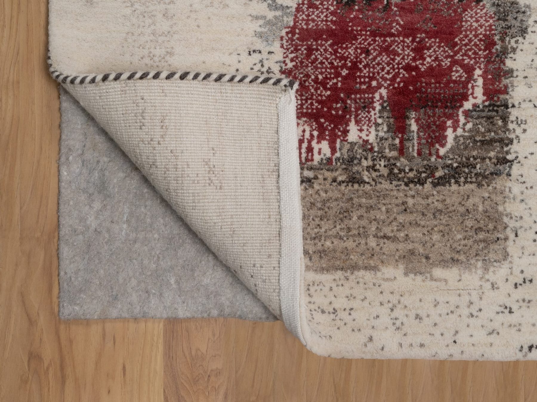 2'9"x5'3" Parchment White, Modern, Lori Buft Gabbeh with Avant Garde Design, Soft Pile, Thick and Plush, Pure Wool, Hand Knotted, Oriental Rug HR92630 - Image 3