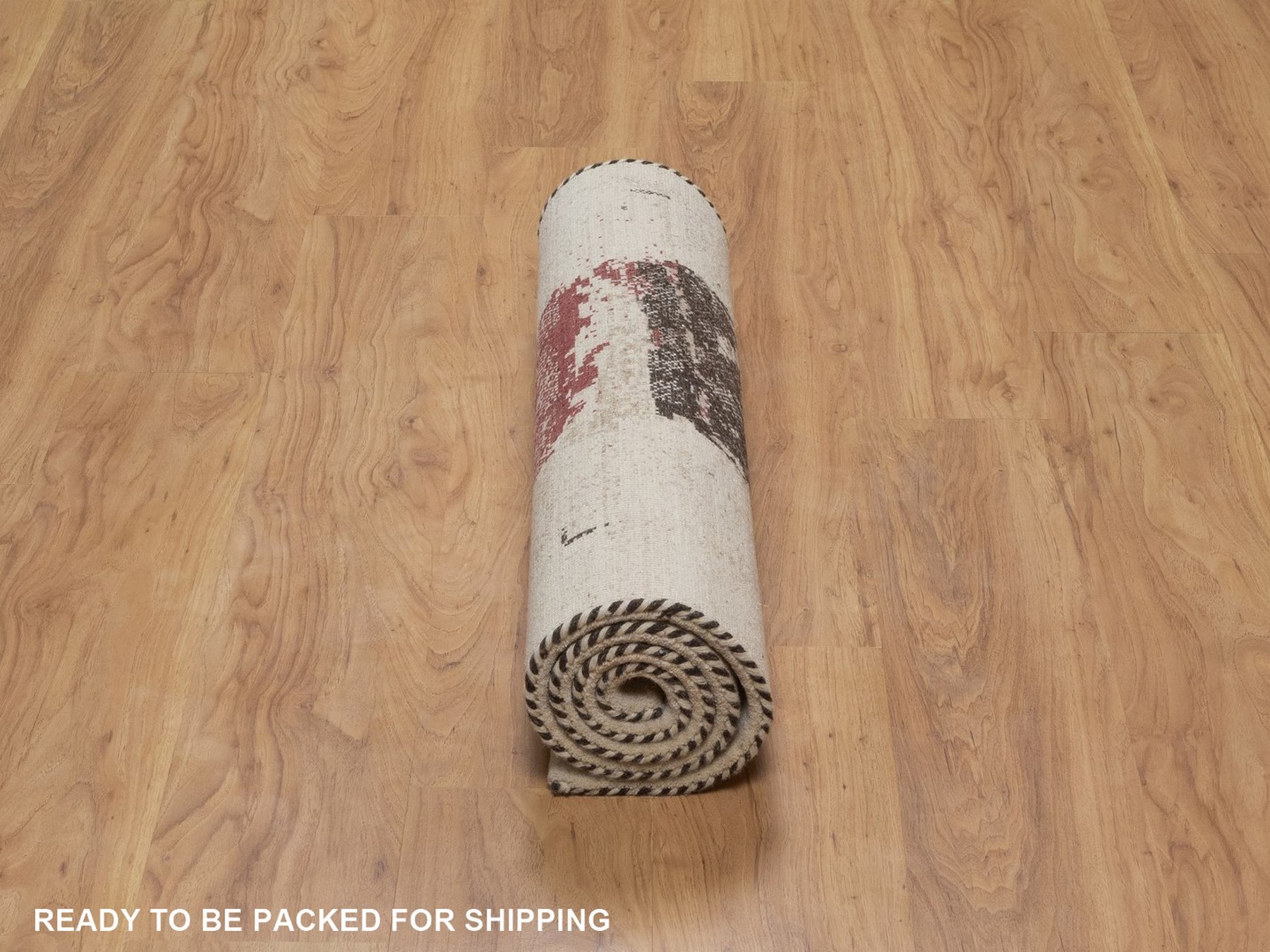 2'9"x5'3" Parchment White, Modern, Lori Buft Gabbeh with Avant Garde Design, Soft Pile, Thick and Plush, Pure Wool, Hand Knotted, Oriental Rug HR92630 - Image 6