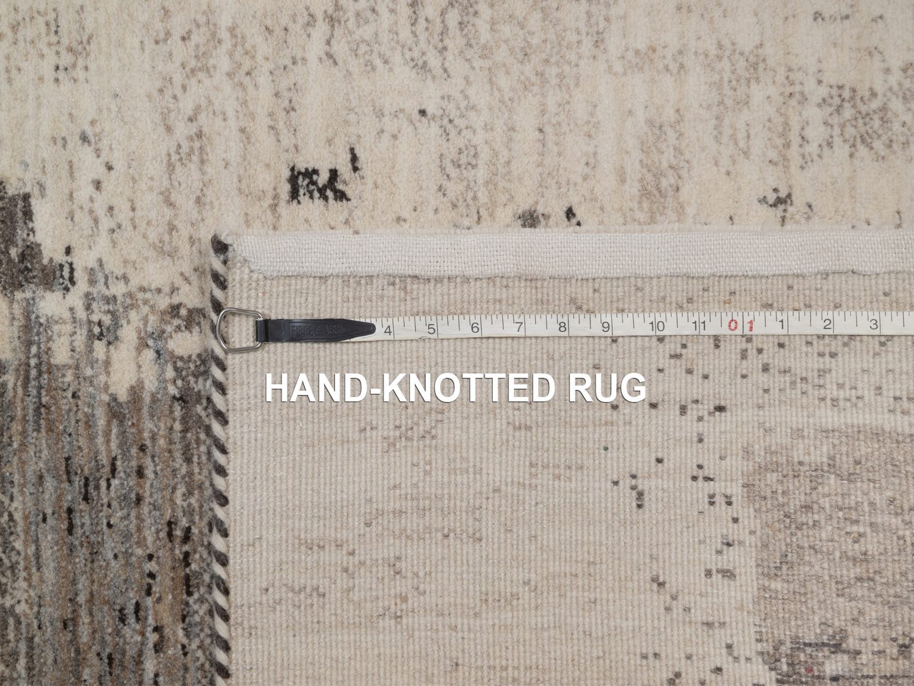 2'9"x5'3" Parchment White, Modern, Lori Buft Gabbeh with Avant Garde Design, Soft Pile, Thick and Plush, Pure Wool, Hand Knotted, Oriental Rug HR92630 - Image 8
