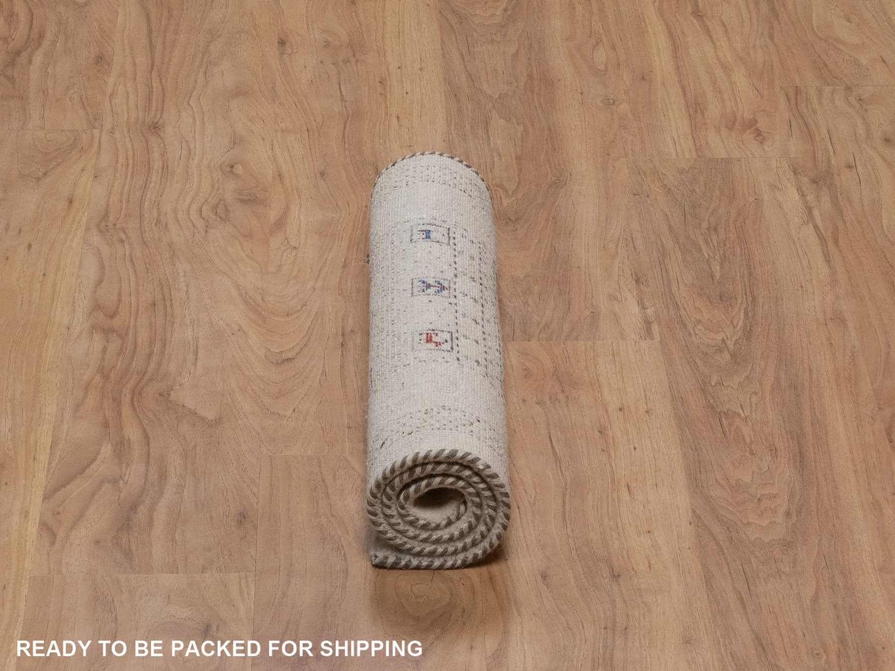 2'x3' Parchment White, Modern, Lori Buft Gabbeh with Small Animal Figurines, Soft Wool, Hand Knotted, Thick and Plush, Mat, Sample, Oriental Rug HR92634 - Image 6