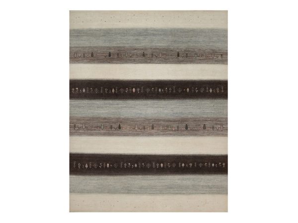 10'x13' Parchment White, Modern, Lori Buft Gabbeh with Small Tree Design, Thick and Plush, Pure Wool, Hand Knotted, Oriental Rug HR92643