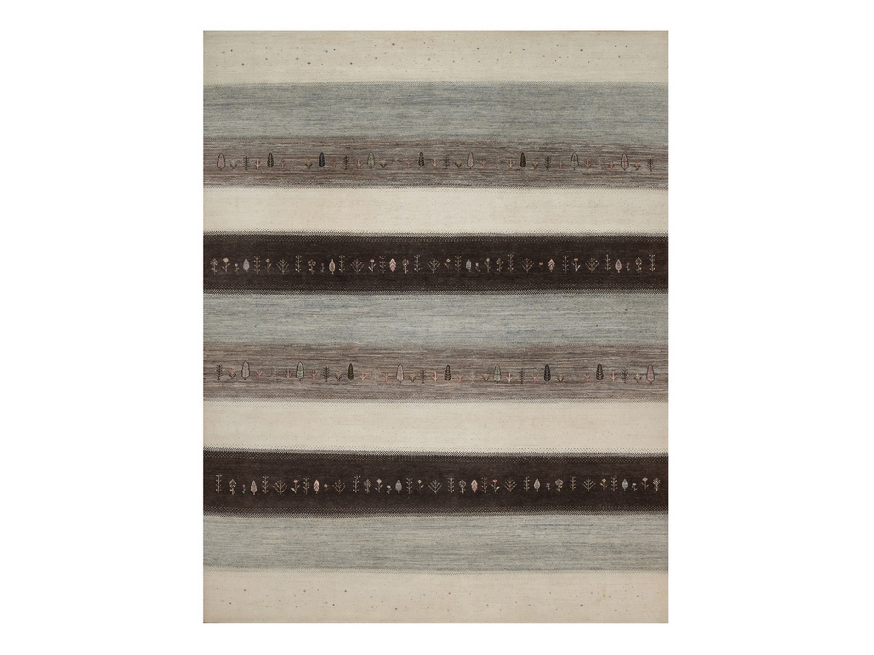 10'x13' Parchment White, Modern, Lori Buft Gabbeh with Small Tree Design, Thick and Plush, Pure Wool, Hand Knotted, Oriental Rug HR92643