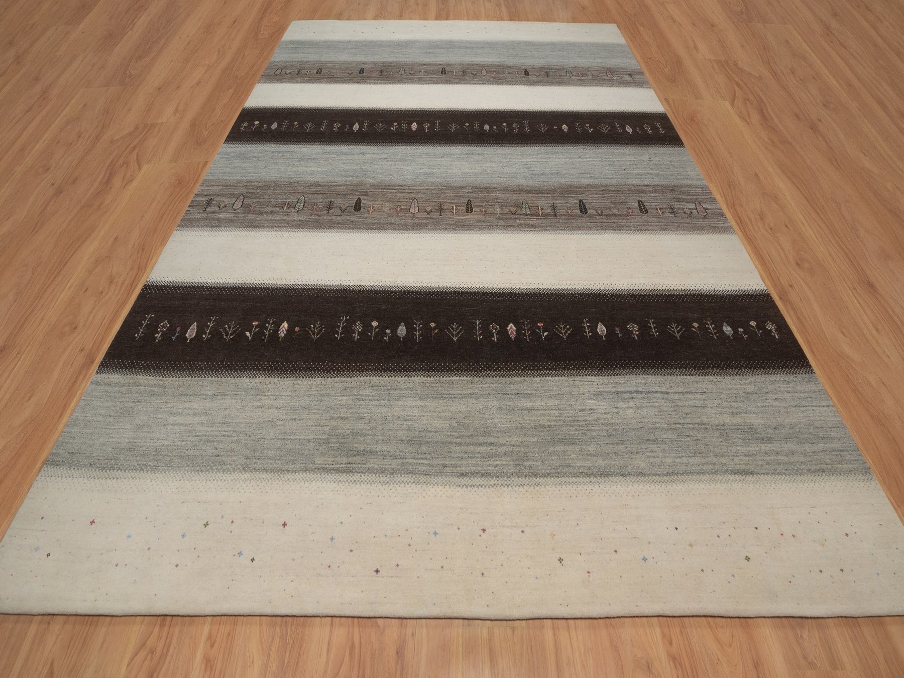 10'x13' Parchment White, Modern, Lori Buft Gabbeh with Small Tree Design, Thick and Plush, Pure Wool, Hand Knotted, Oriental Rug HR92643 - Image 2