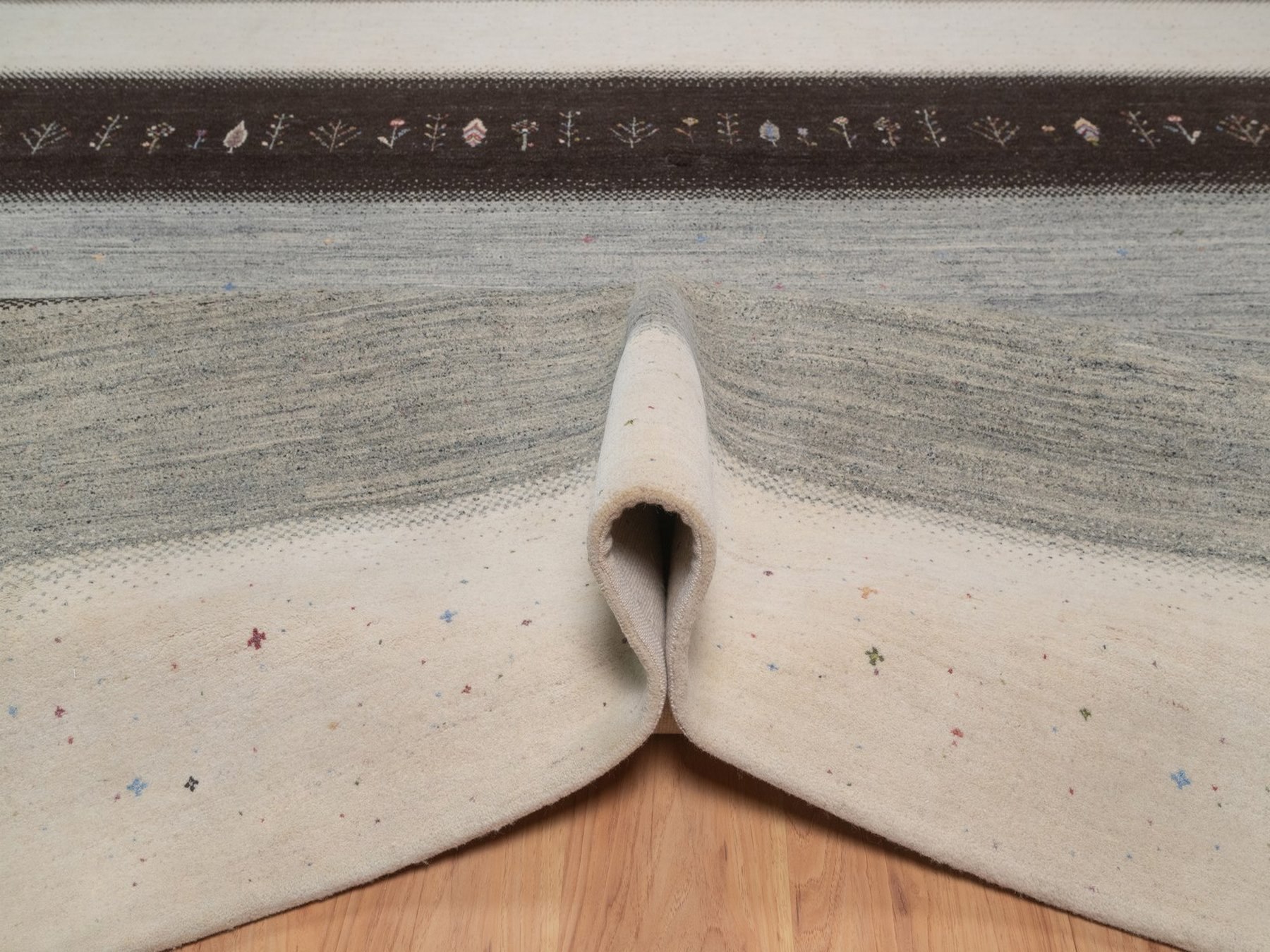 10'x13' Parchment White, Modern, Lori Buft Gabbeh with Small Tree Design, Thick and Plush, Pure Wool, Hand Knotted, Oriental Rug HR92643 - Image 5
