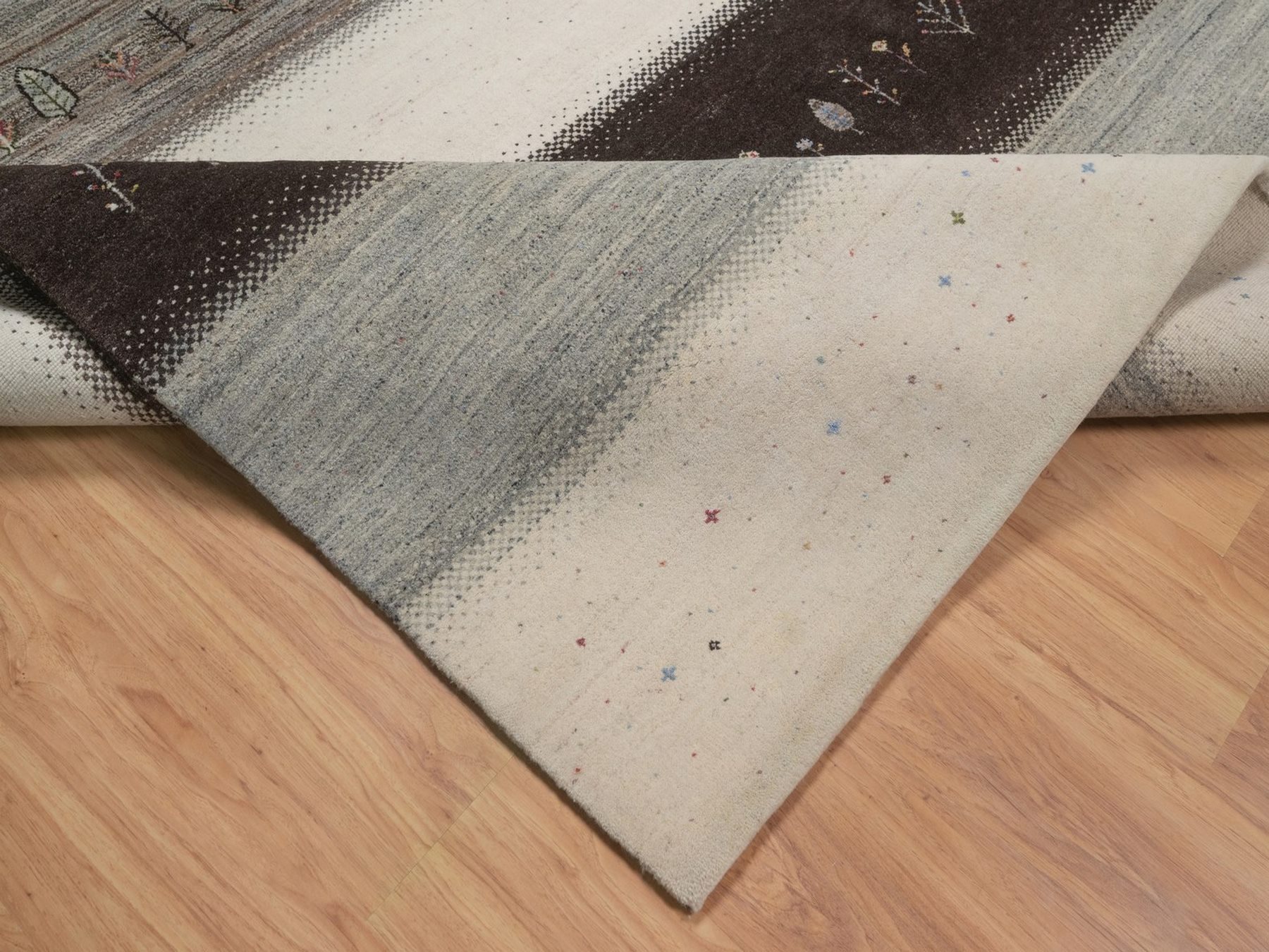 10'x13' Parchment White, Modern, Lori Buft Gabbeh with Small Tree Design, Thick and Plush, Pure Wool, Hand Knotted, Oriental Rug HR92643 - Image 6
