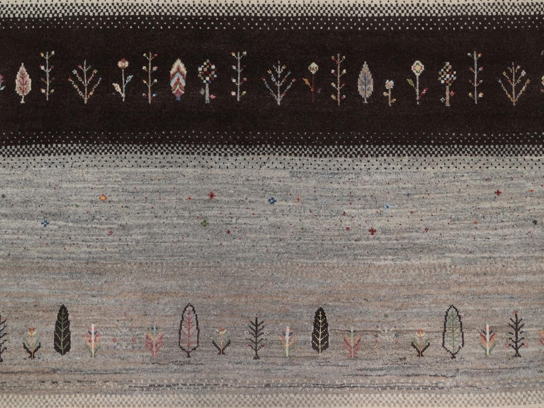 8'2"x10'3" Parchment White, Modern, Lori Buft Gabbeh with Small Tree Design, Thick and Plush, Hand Knotted, Pure Wool, Oriental Rug HR92647 - Image 8