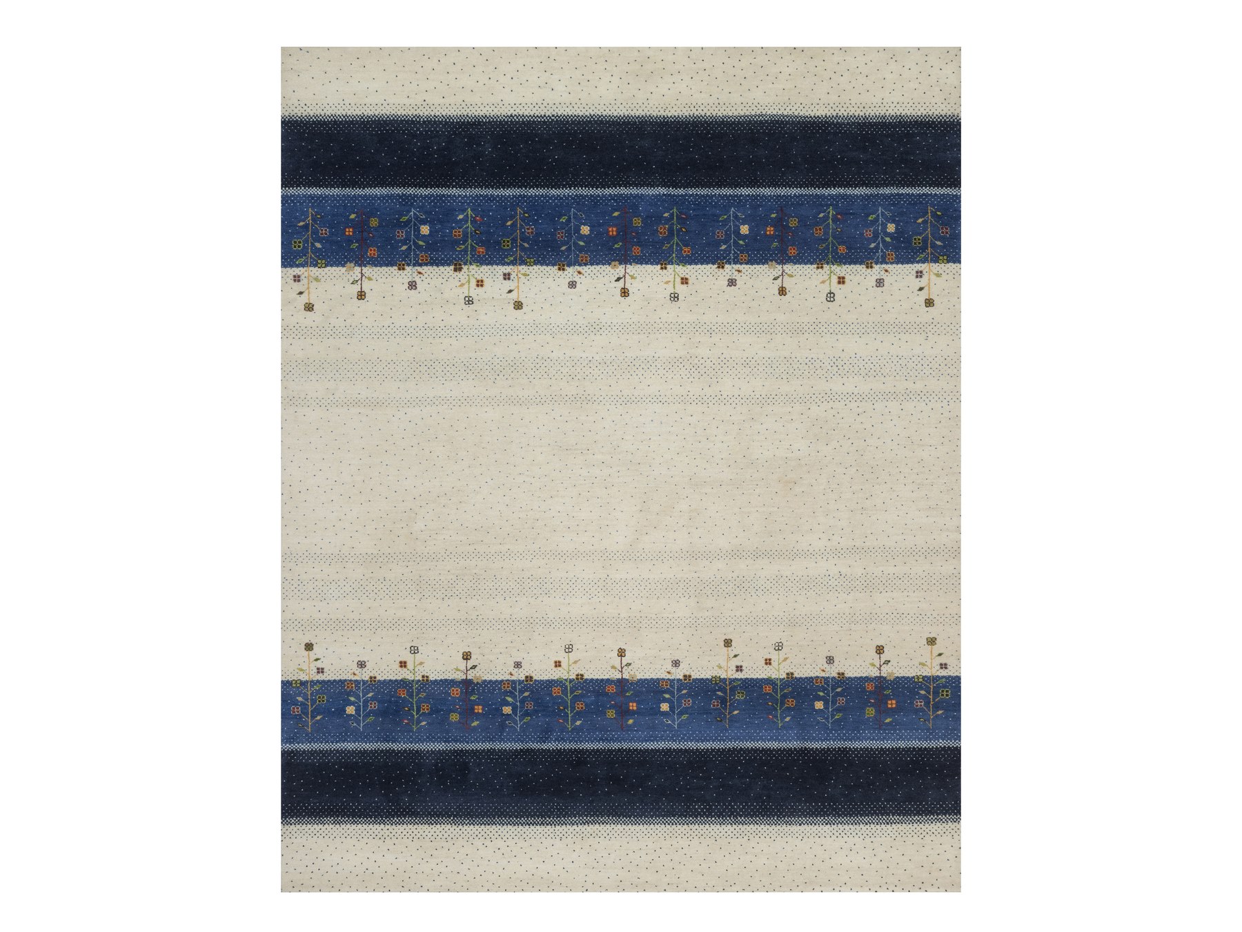 8'x10' Parchment White, Modern, Tree Design, Lori Buft Gabbeh, Pure Wool, Hand Knotted, Thick and Plush, Soft Pile, Oriental Rug HR92648