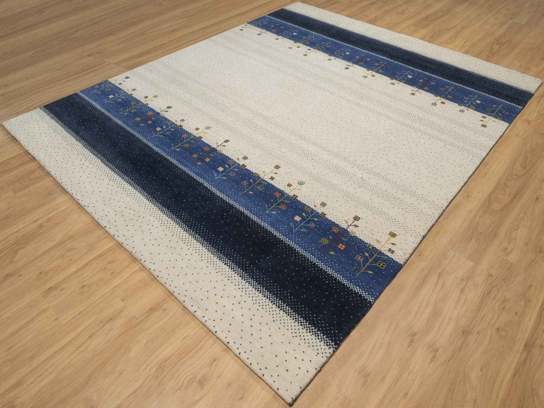8'x10' Parchment White, Modern, Tree Design, Lori Buft Gabbeh, Pure Wool, Hand Knotted, Thick and Plush, Soft Pile, Oriental Rug HR92648 - Image 3