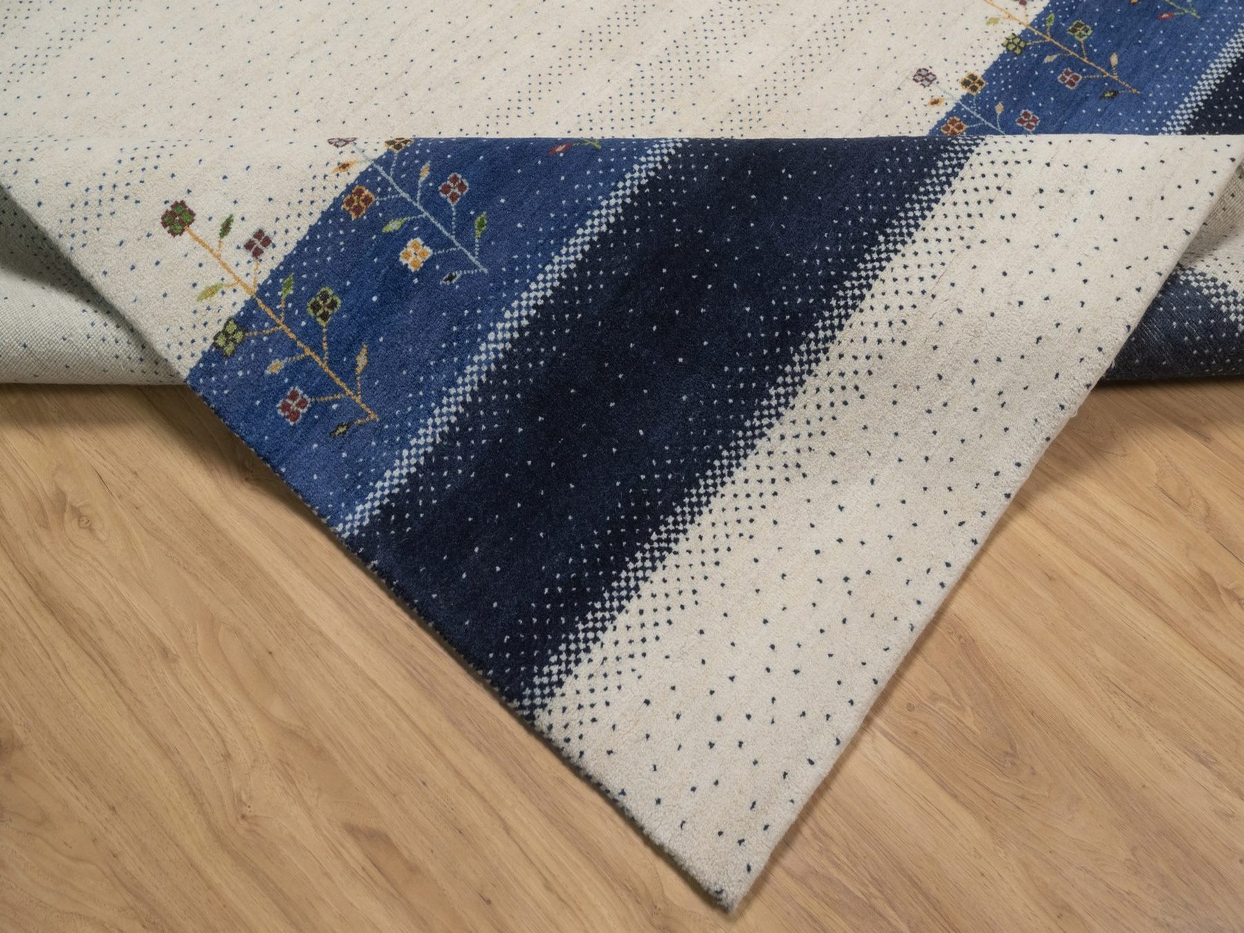 8'x10' Parchment White, Modern, Tree Design, Lori Buft Gabbeh, Pure Wool, Hand Knotted, Thick and Plush, Soft Pile, Oriental Rug HR92648 - Image 6