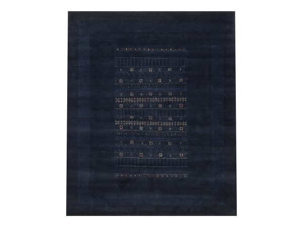 8'x10' Midnight Blue, Lori Buft Gabbeh with Small Animal Figurines, Modern, Soft Wool, Hand Knotted, Thick and Plush, Oriental Rug HR92651