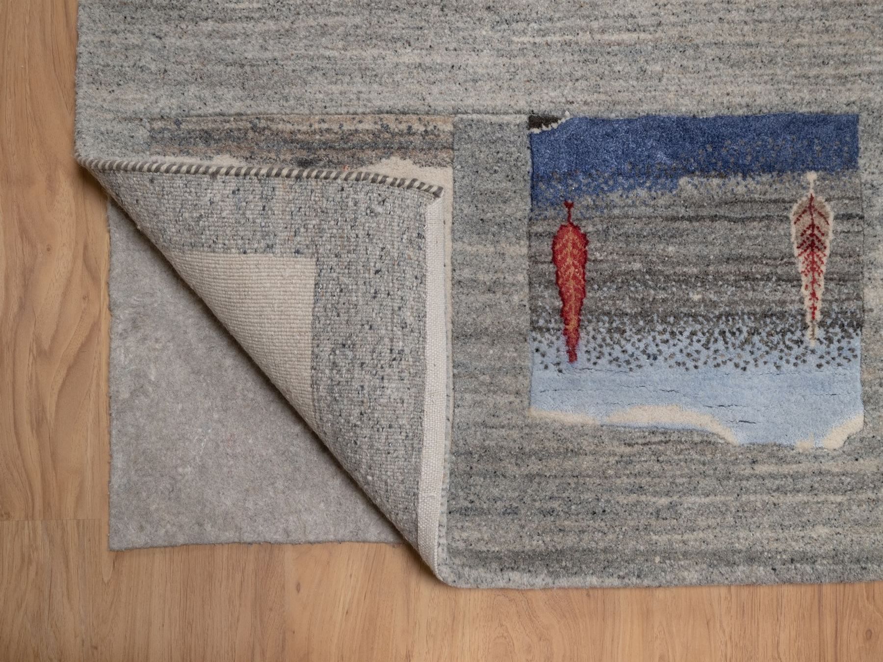 8'2"x10' Dove Gray, Modern, Lori Buft Gabbeh with Scenery Design, Small Animal Figurines, Hand Knotted, Soft Pile, Thick and Plush, Pure Wool, Oriental Rug HR92652 - Image 4