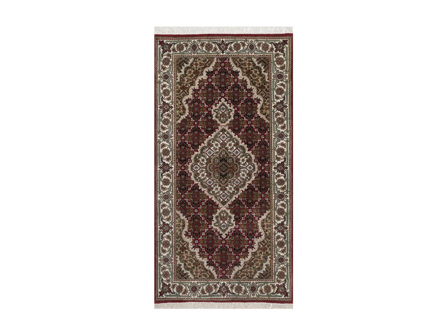 2'5"x4'9" Rhubarb Red, Hand Knotted, Tabriz Mahi with Fish Medallion Design, 100% Wool, 175 KPSI, Oriental Rug HR92664