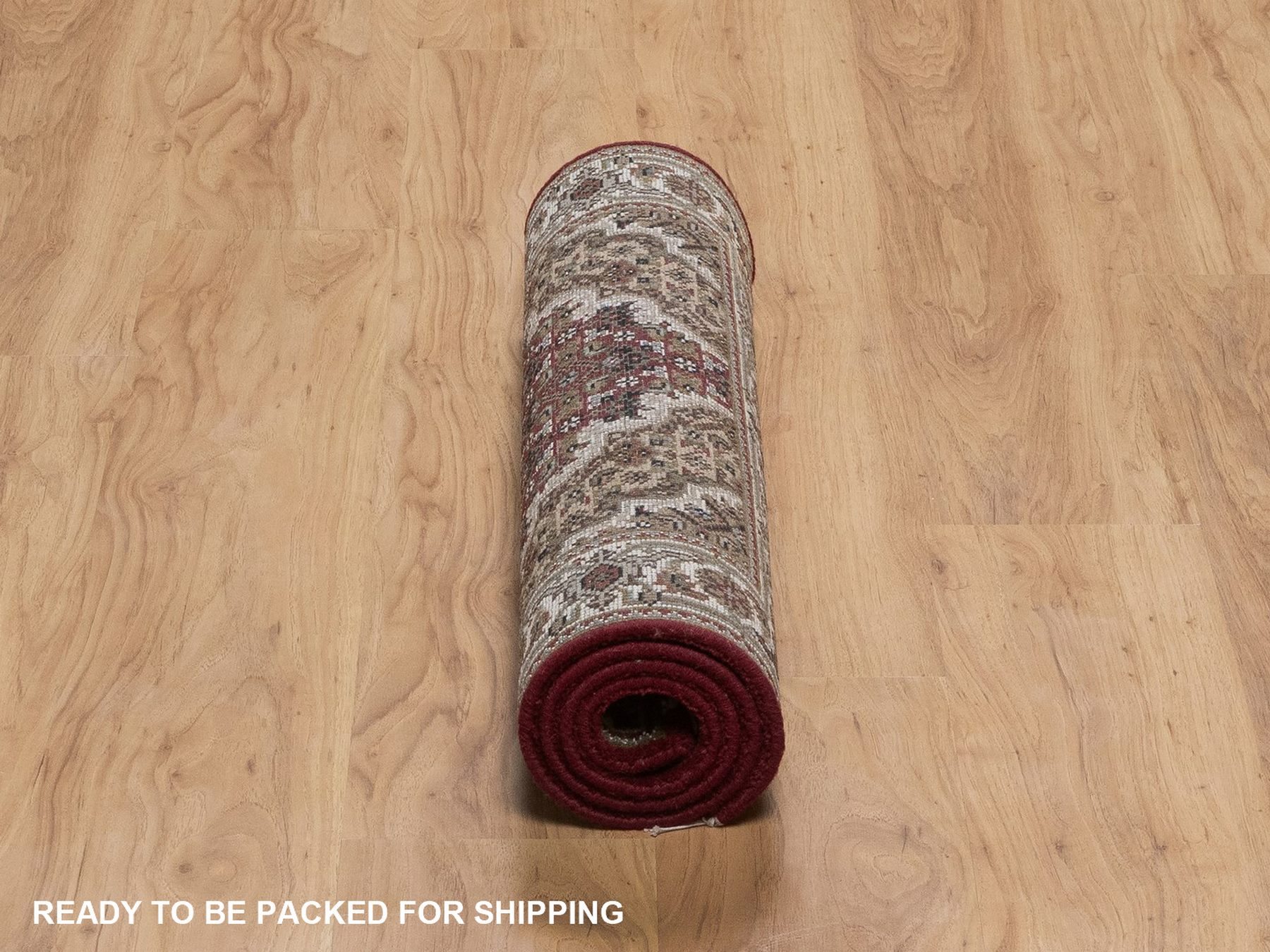 2'5"x4'9" Rhubarb Red, Hand Knotted, Tabriz Mahi with Fish Medallion Design, 100% Wool, 175 KPSI, Oriental Rug HR92664 - Image 6