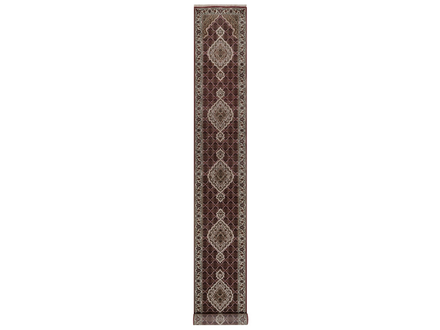 2'8"x20'2" Rhubarb Red, Tabriz Mahi with Fish Medallions Design, 100% Wool, Hand Knotted, 175 KPSI, XL Runner, Oriental Rug HR92668