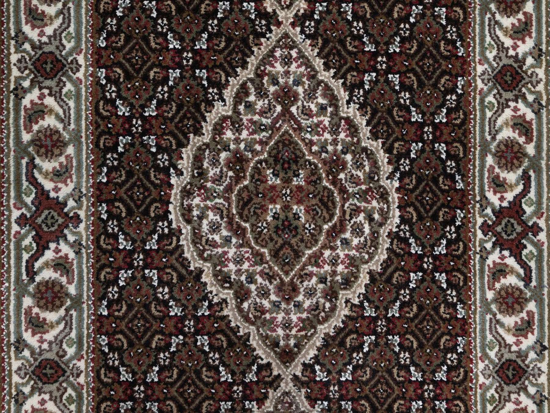 2'8"x12'10" Midnight Black, Tabriz Mahi with Fish Medallions Design, 175 KPSI, Hand Knotted, 100% Wool, Runner, Oriental Rug HR92675 - Image 5