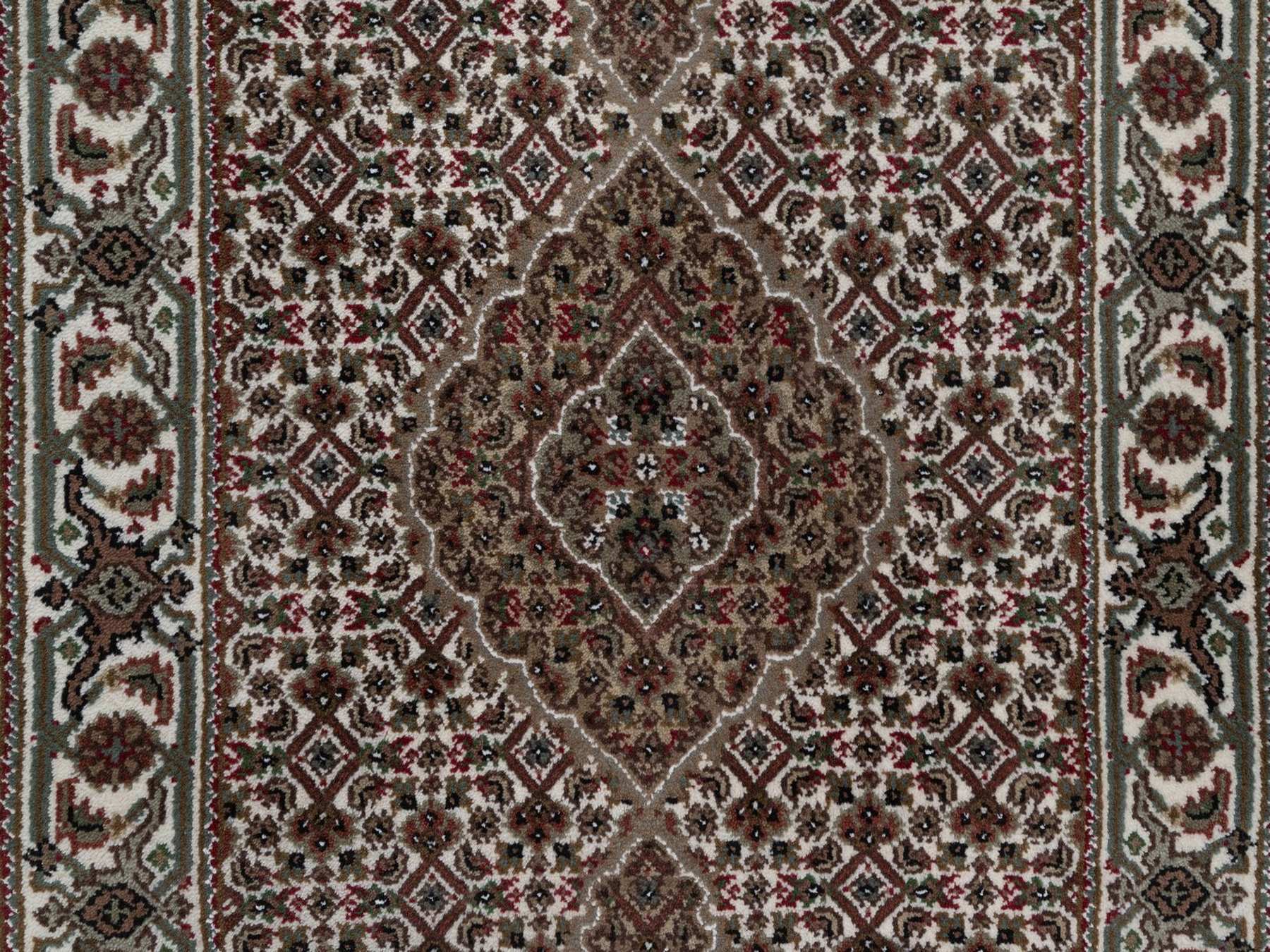 2'9"x20'6" Pearl White, Tabriz Mahi with Fish Medallions Design, 175 KPSI, Hand Knotted, 100% Wool, XL Runner, Oriental Rug HR92676 - Image 5