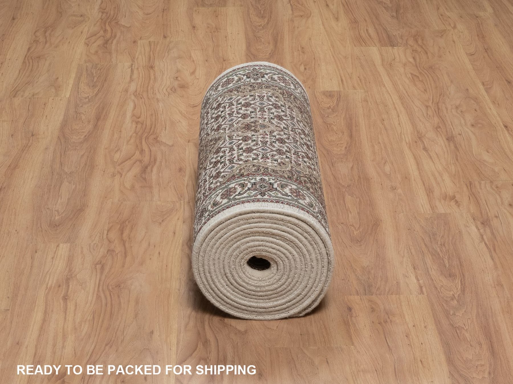 2'9"x20'6" Pearl White, Tabriz Mahi with Fish Medallions Design, 175 KPSI, Hand Knotted, 100% Wool, XL Runner, Oriental Rug HR92676 - Image 6
