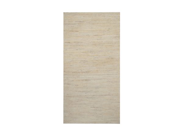 2'3"x4'5" Linen White, Modern, Plain Design, Lori Buft Gabbeh, Thick and Plush, Hand Knotted, Undyed Natural Wool, Sample, Mat, Oriental Rug HR92722